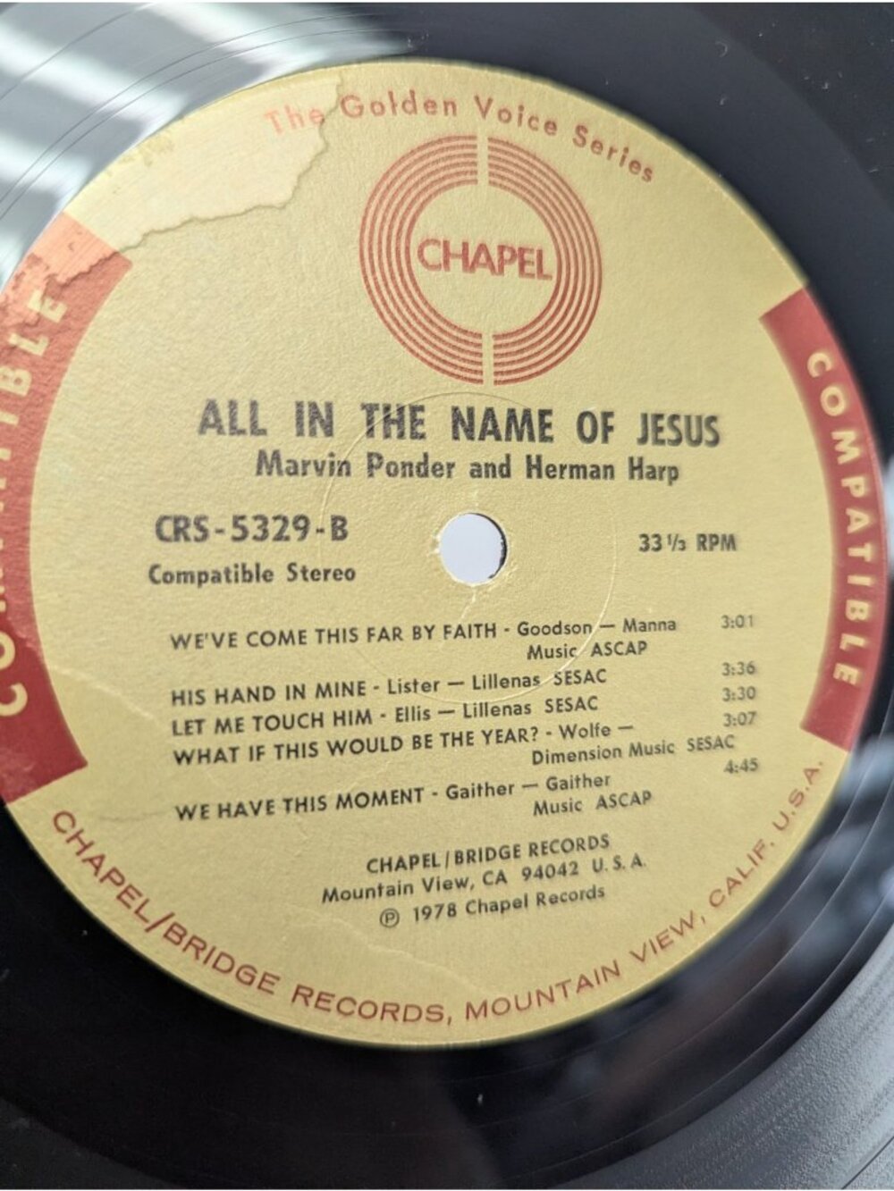 All In The Name Of Jesus S-5329 Ponder And Harp Chapel Records Vinyl Golden - Picture 4 of 14